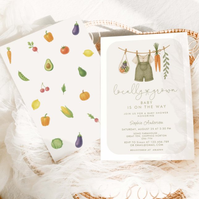 Convites Chá de fraldas Russo Cultivado Localmente (Criador carregado)