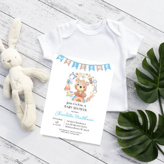 Convites Chá de fraldas Russo de Brinquedos Vintage Boys de