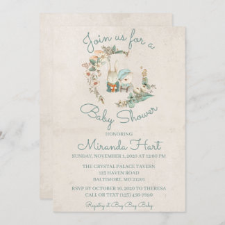 Convites Chá de fraldas Russo de Cores Aquáticas Doce