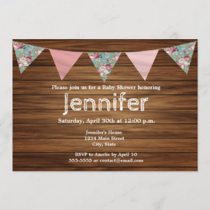 Convites chá de fraldas russo de fazendeiros de madeira