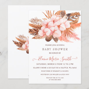Convites Chá de fraldas Russo de Garota Pampas Blush