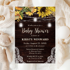 Convites Chá de fraldas Russo de Girassol e Luzes Jar Mason