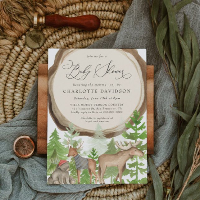 Convites Chá de fraldas Russo de Lumberjack (Criador carregado)