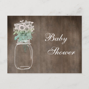 Convites Chá de fraldas Russo de Mason Jar & Wild Flowers