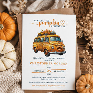 Convites Chá de fraldas Russo de Pequeno Pumpkin Laranja