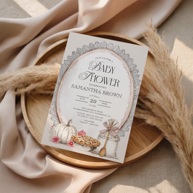 Convites Chá de fraldas Russo de Queda Elegante (Criador carregado)