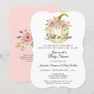 Convites Chá de fraldas Russo Floral de Abóbora com Aquar