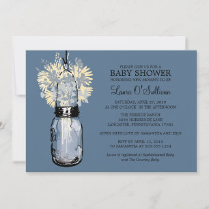 Convites Chá de fraldas Russo Mason Jar Wildflower