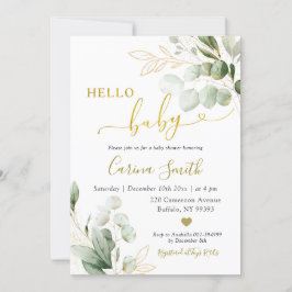 Convites Chá de fraldas Russo Minimalista Eucalyptus Greene