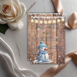 Convites Chá de fraldas Russo Moderno Elegante Blue Snowman