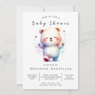 Convites Chá de fraldas Rustic Baby Bear