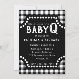Convites Chá de fraldas Rustic Black And White Gingham Baby