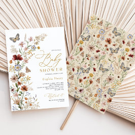 Convites Chá de fraldas Rustic Boho Wildflower Garden