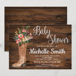 Convites Chá de fraldas Rustic Boot Country Bridal Western