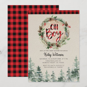 Convites Chá de fraldas Rustic Boy Lumberjack