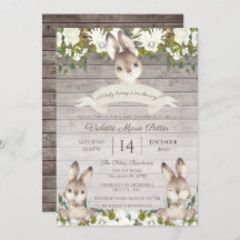 Chá de fraldas Rustic Brown and White Bunny Rabbit