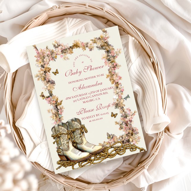 Convites Chá de fraldas Rustic Cowgirl Boots (Criador carregado)