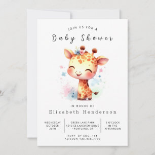 Convites Chá de fraldas Rustic Custom Giraffe