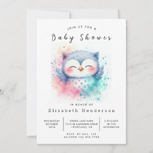 Convites Chá de fraldas Rustic Custom Owl