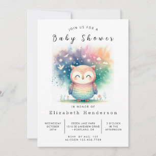 Convites Chá de fraldas Rustic Digital Owl