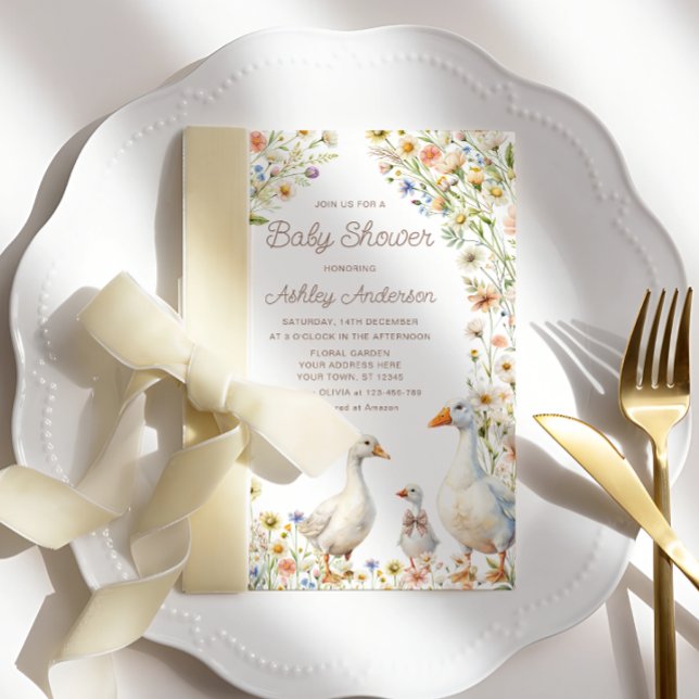 Convites Chá de fraldas Rustic Goose Family (Criador carregado)