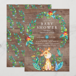 Convites Chá de fraldas Rustic Jungle Giraffe Boy