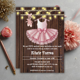 Convites Chá de fraldas Rustic Little Ballerina Tutu Glitte