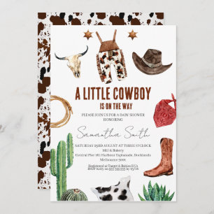 Convites Chá de fraldas Rustic Little Cowboy