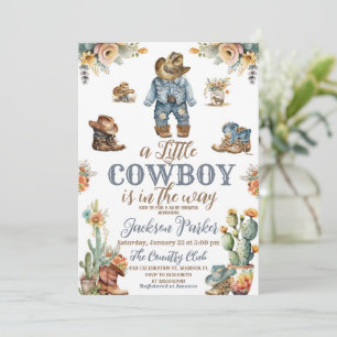 Convites Chá de fraldas Rustic Little Cowdoy Wild West Boy