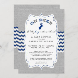 Convites Chá de fraldas Rustic OH DEER Buck, cinza marinho