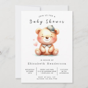 Convites Chá de fraldas Rustic Online Bear