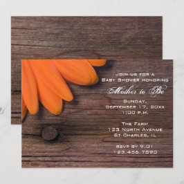 Convites Chá de fraldas Rustic Orange Daisy
