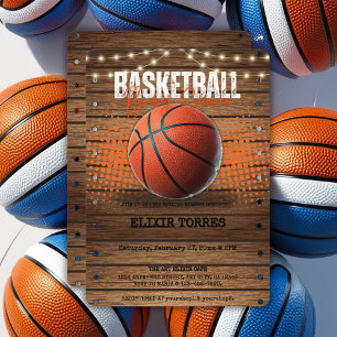 Convites Chá de fraldas Rustic Orange de Basquete