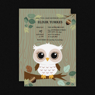 Convites Chá de fraldas Rustic Owl Woodland Forest