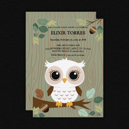Convites Chá de fraldas Rustic Owl Woodland Forest