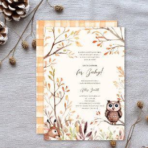 Convites Chá de fraldas Rustic Ownership Animal Fall Woodla