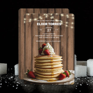 Convites Chá de fraldas Rustic Pancakes Baby & Brunch
