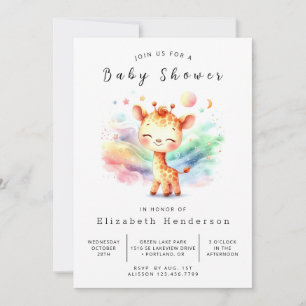 Convites Chá de fraldas Rustic Printable Giraffe