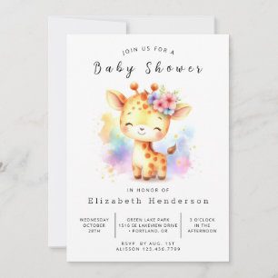 Convites Chá de fraldas Rustic Printable Giraffe