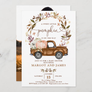 Convites Chá de fraldas Rustic Pumpkin Pickup