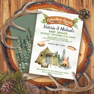 Convites Chá de fraldas Rustic Tent Adventure