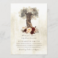 Chá de fraldas Rustic Tree Floral Burgundy