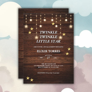 Convites Chá de fraldas Rustic Twinkle Twinkle Little Star