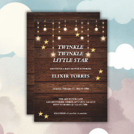 Convites Chá de fraldas Rustic Twinkle Twinkle Little Star