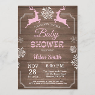 Convites Chá de fraldas Rustic Winter Veer Snowflake Girl