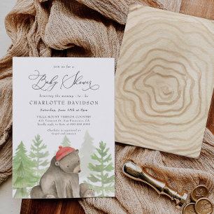 Convites Chá de fraldas Rustic Woodland Bear Boy