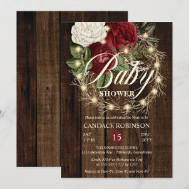 Convites Chá de fraldas Rustic Woodsy Wreath Girl