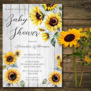 Convites Chá de fraldas Rústico de Girassóis