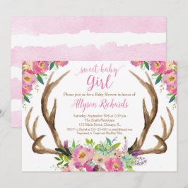 Convites Chá de fraldas rústico dos antlers do boho do bebé