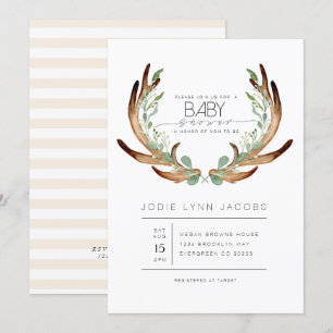 Convites Chá de fraldas rústico feminino da aguarela dos